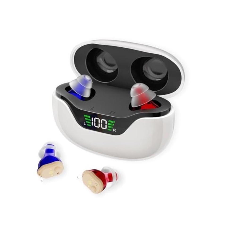 Rechargeable Hearing Aids for Seniors Noise Canceling w/ Charging Case Invisible